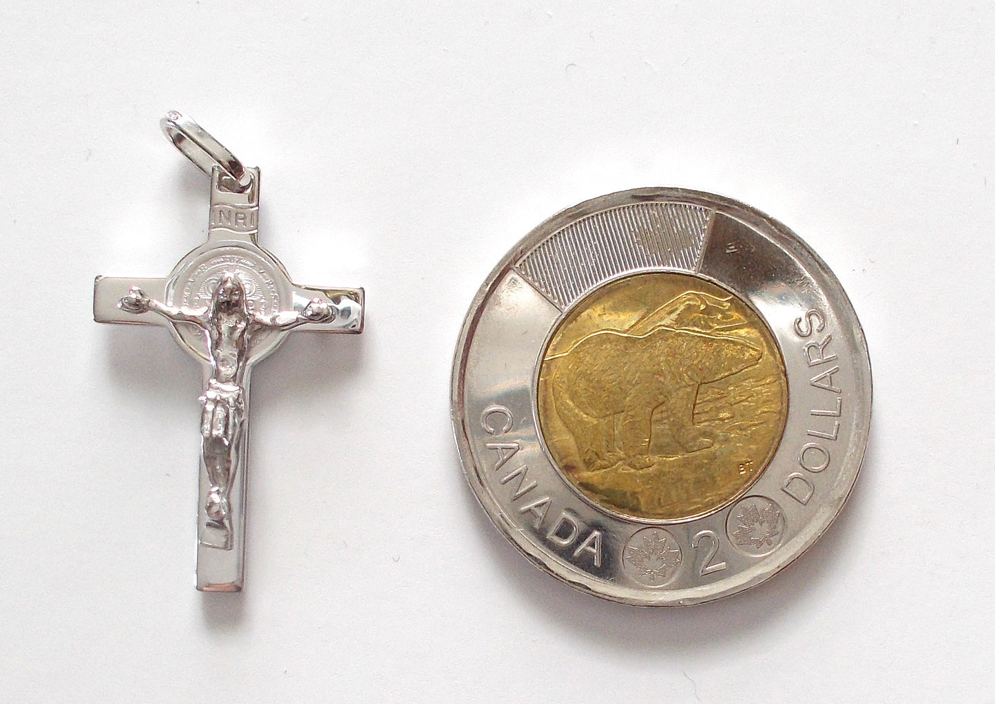 Crucifix - Med Rhodium Plated St Benedict Sterling Silver