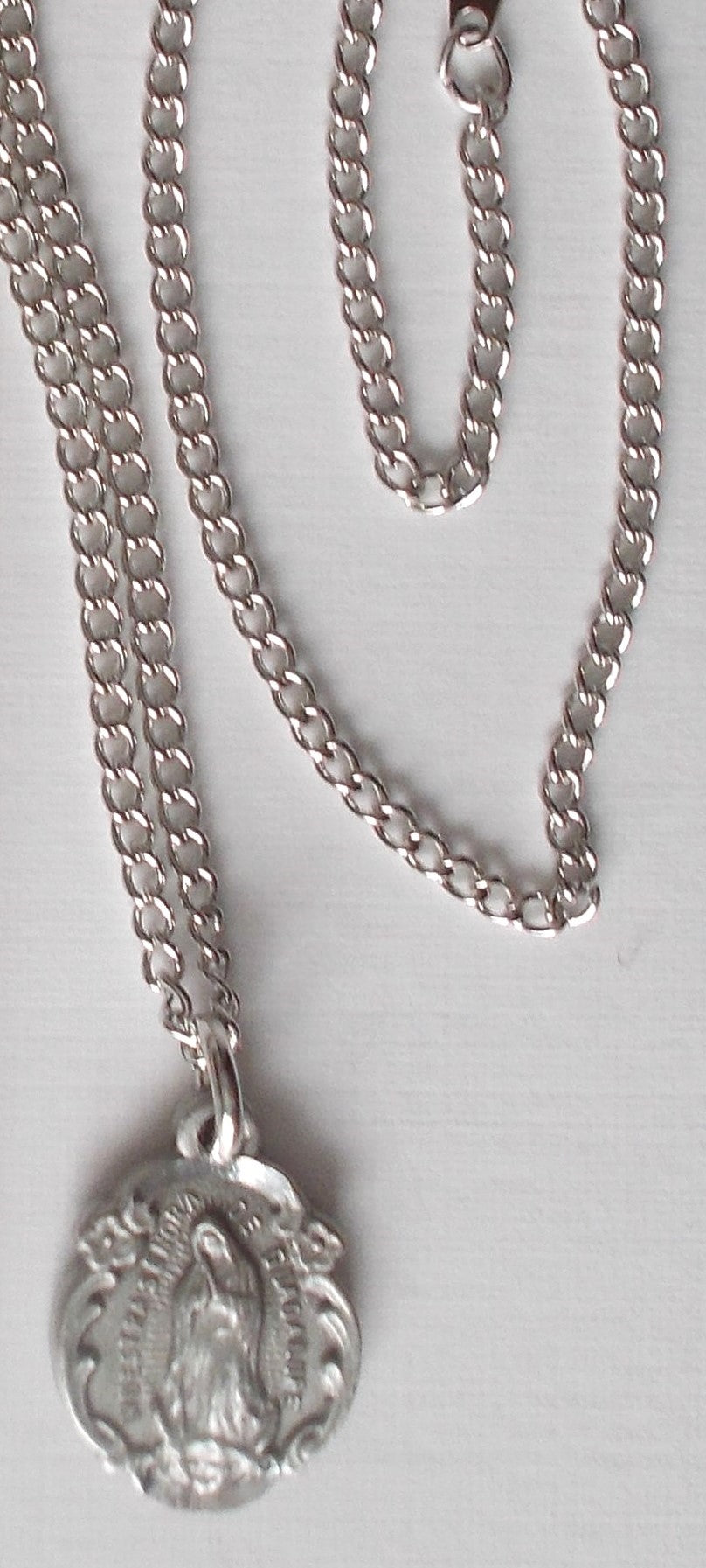 Pewter medal with chain & prayercard -Our Lady of Guadalupe (Magnificat)