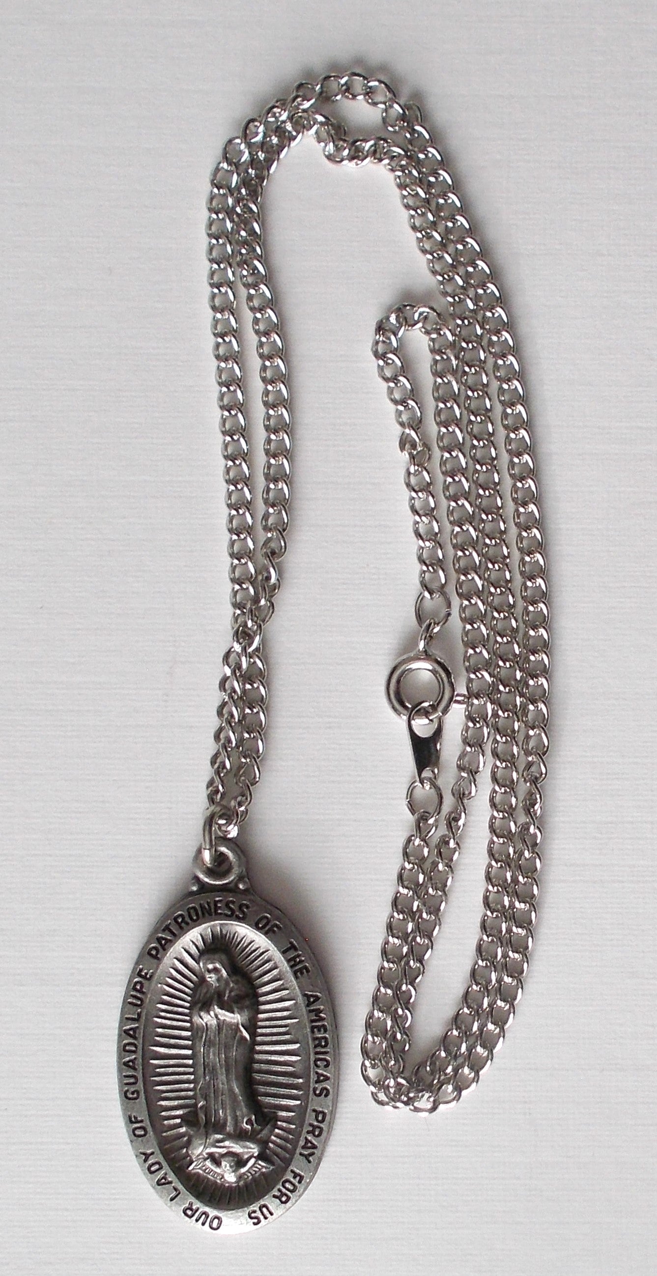 Pewter Medal with Chain & Prayercard - Our Lady of Guadalupe