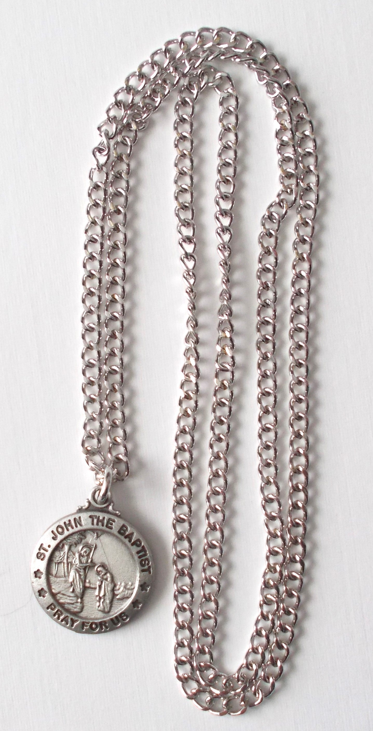 Pewter Medal with Chain & Prayercard - St. John the Baptist