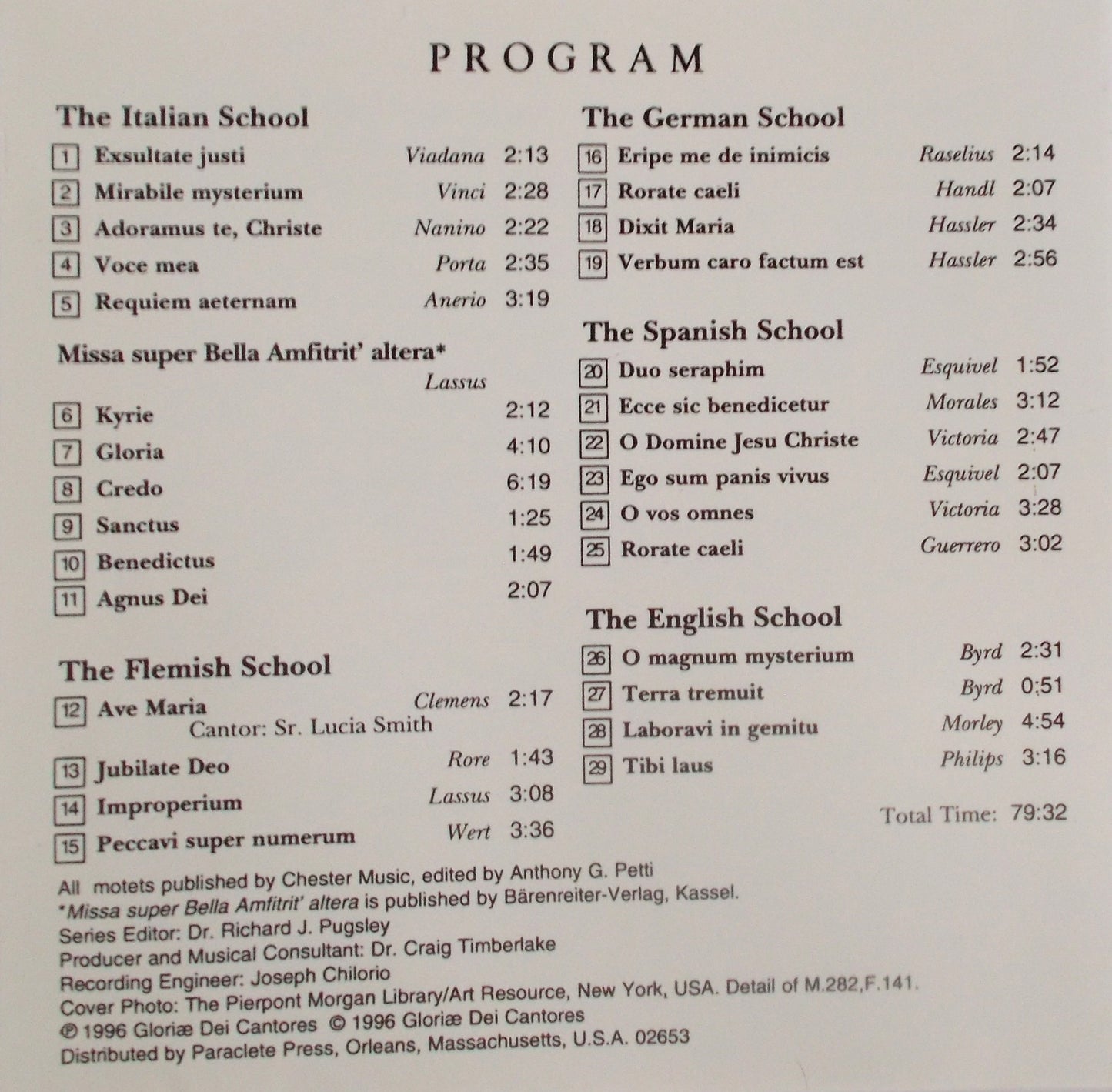 Gloriae Dei Cantores - Motet Masters of the Renaissance : Morales to Morley - Music CD - Used