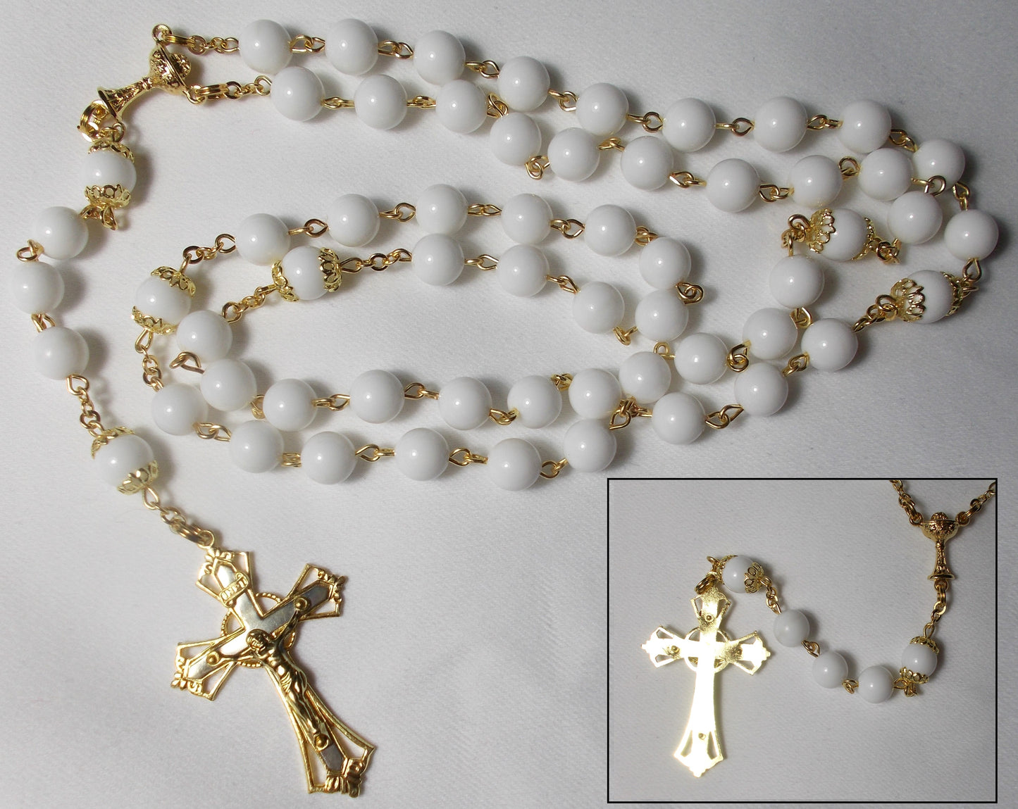 White Chalice Chain Rosary