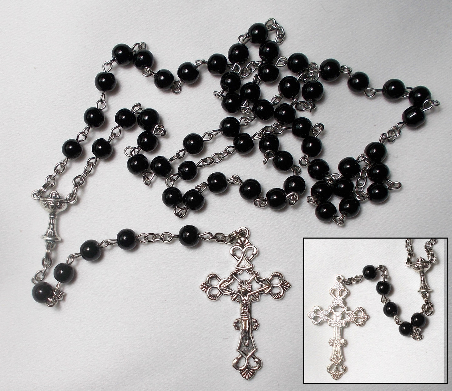 1st Communion Black Chain Rosary