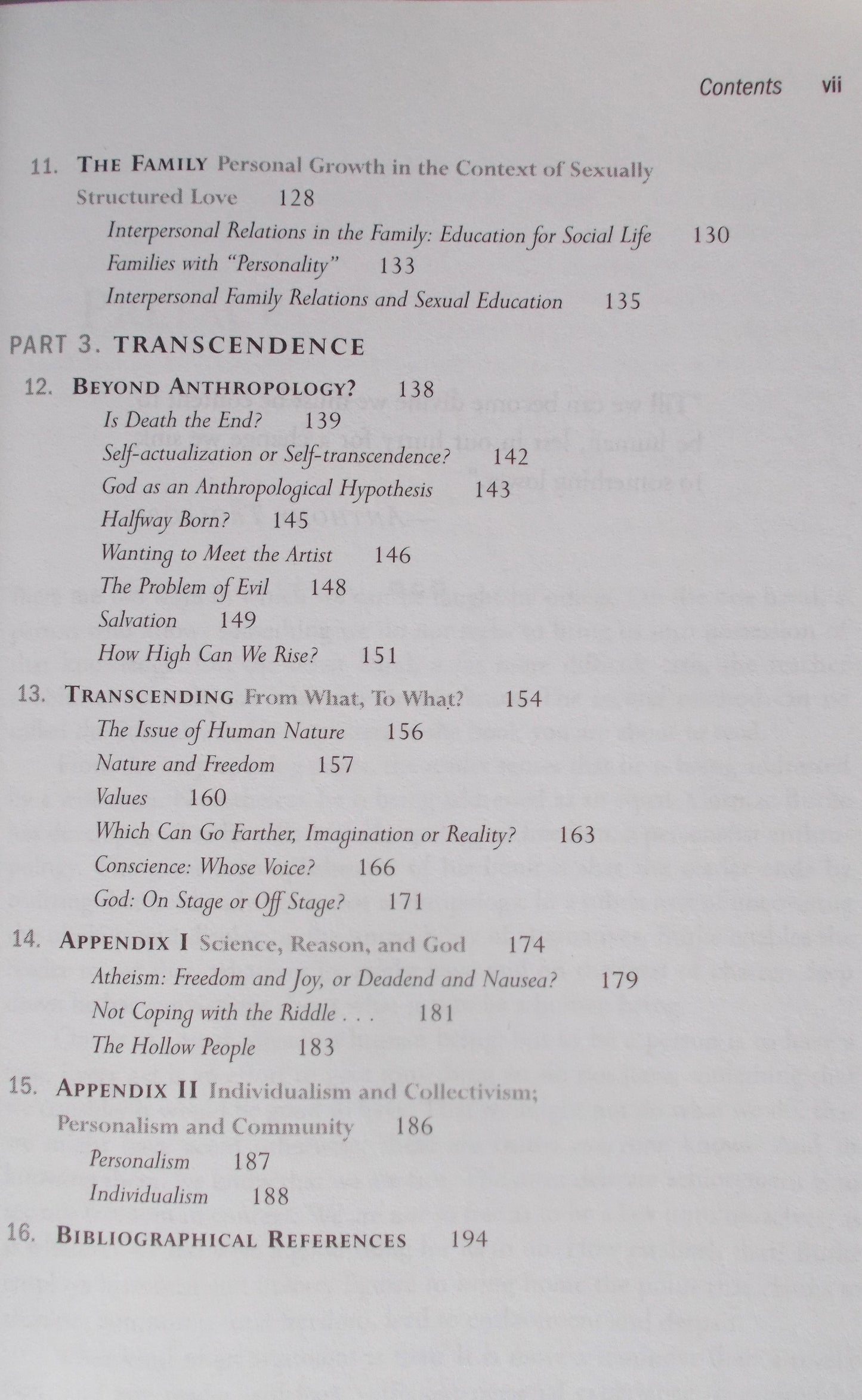 Man and Values : A Personalist Anthropology