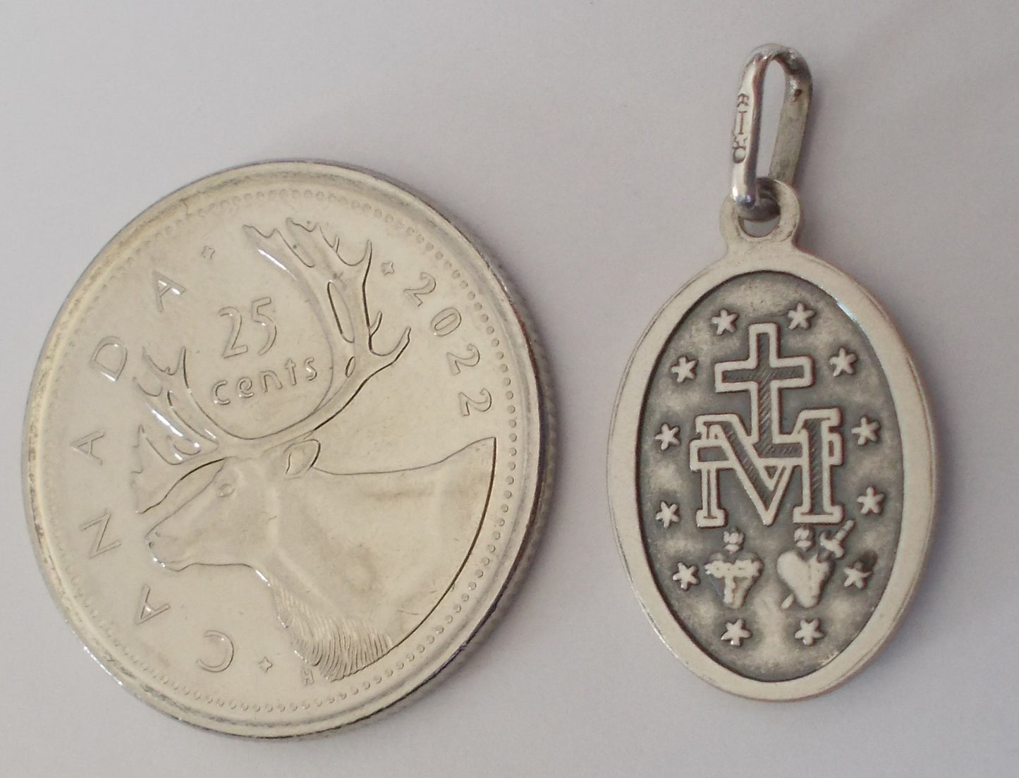 Miraculous Medal - Med. Shiny Oval Sterling Silver