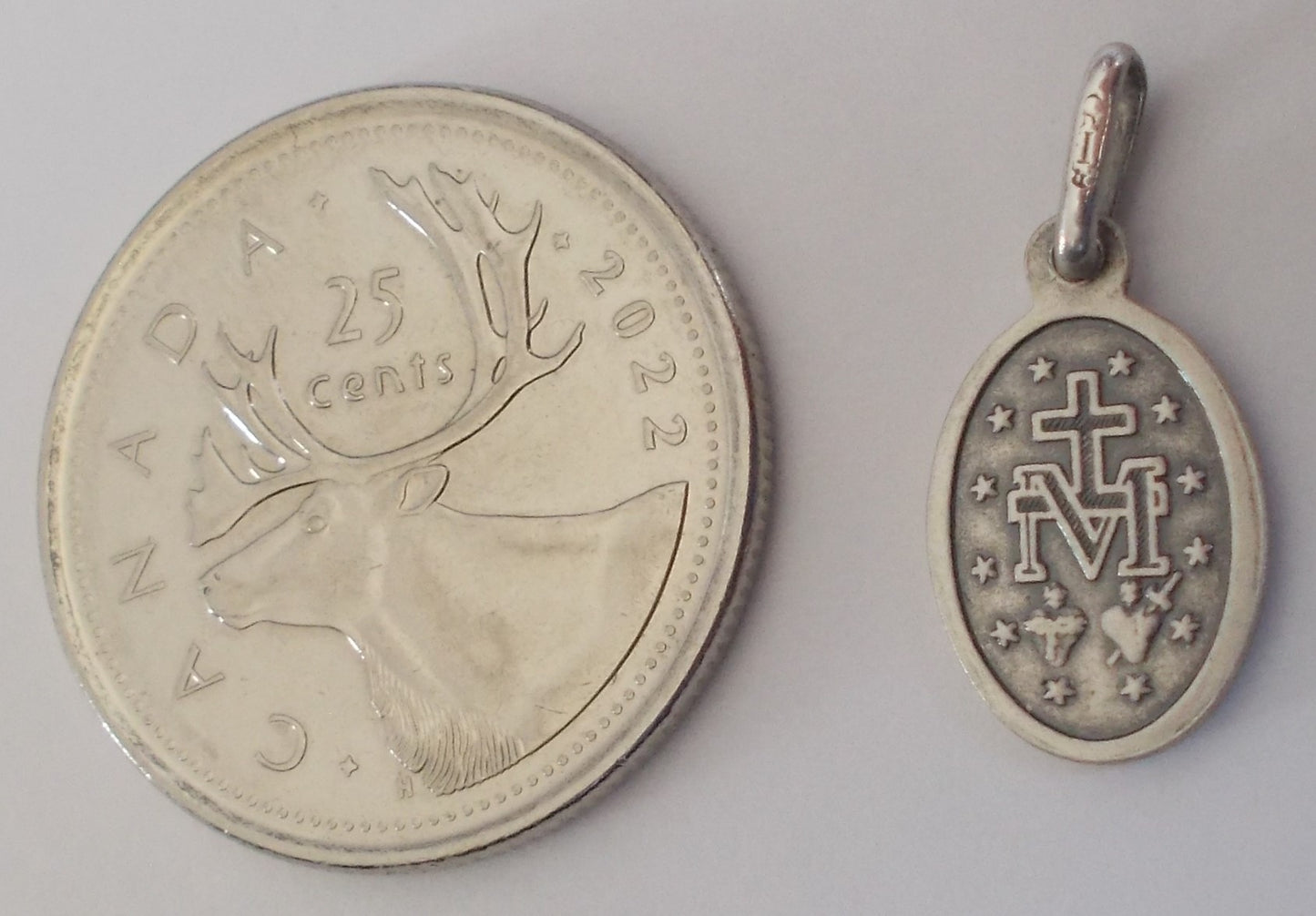 Miraculous Medal - Small Shiny Oval Sterling Silver