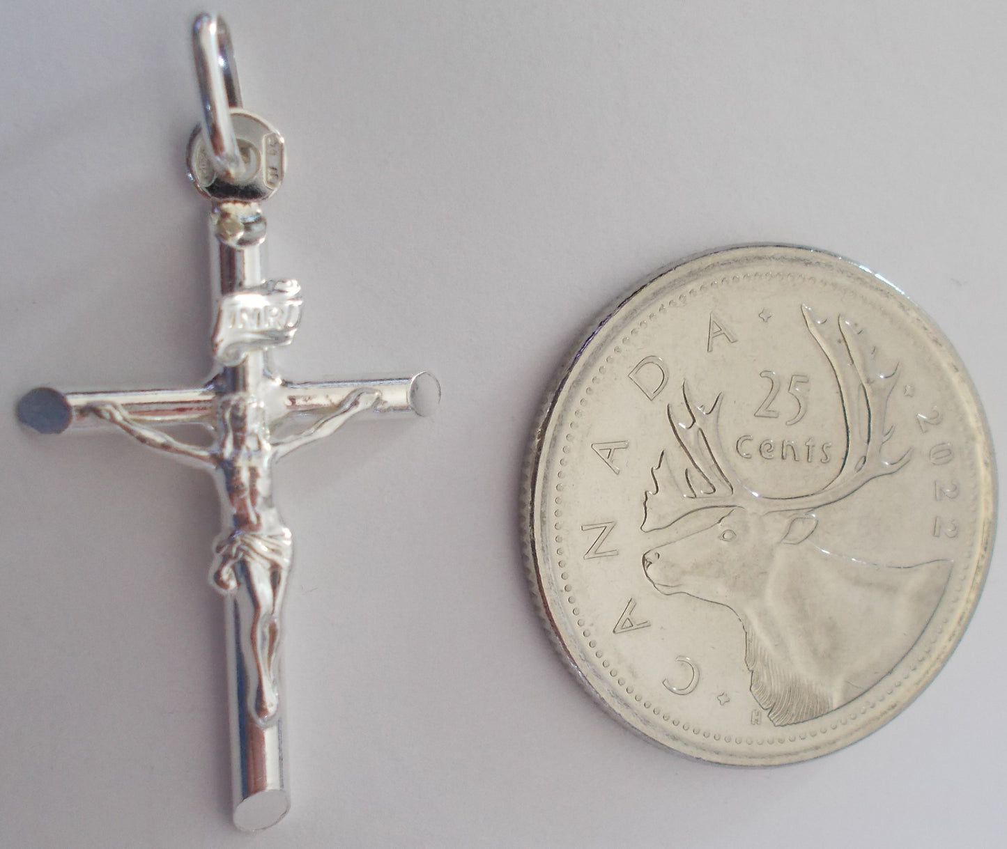 Crucifix - Round Tube Sterling Silver