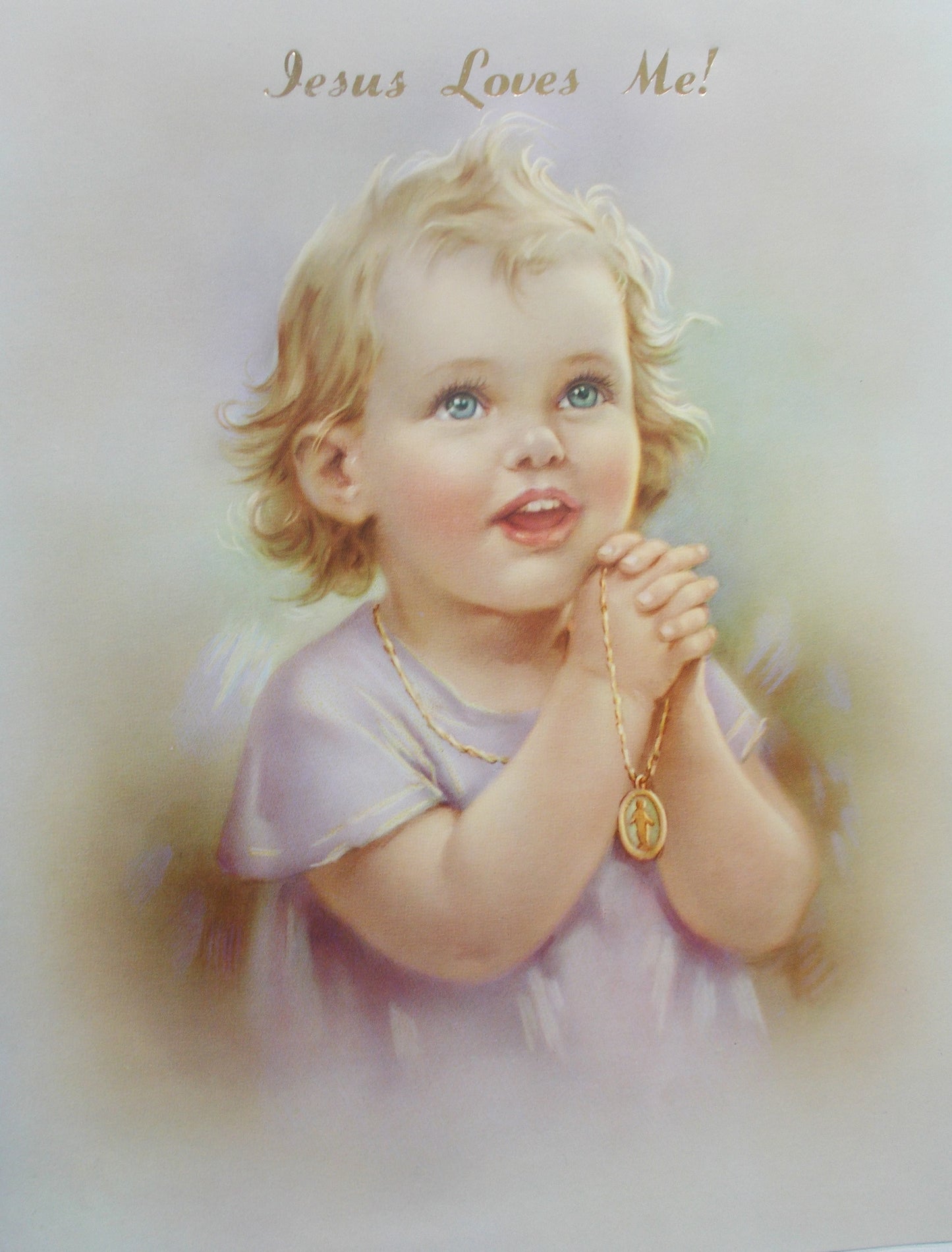 Jesus Loves Me! Child with Medal Print 8 x 10