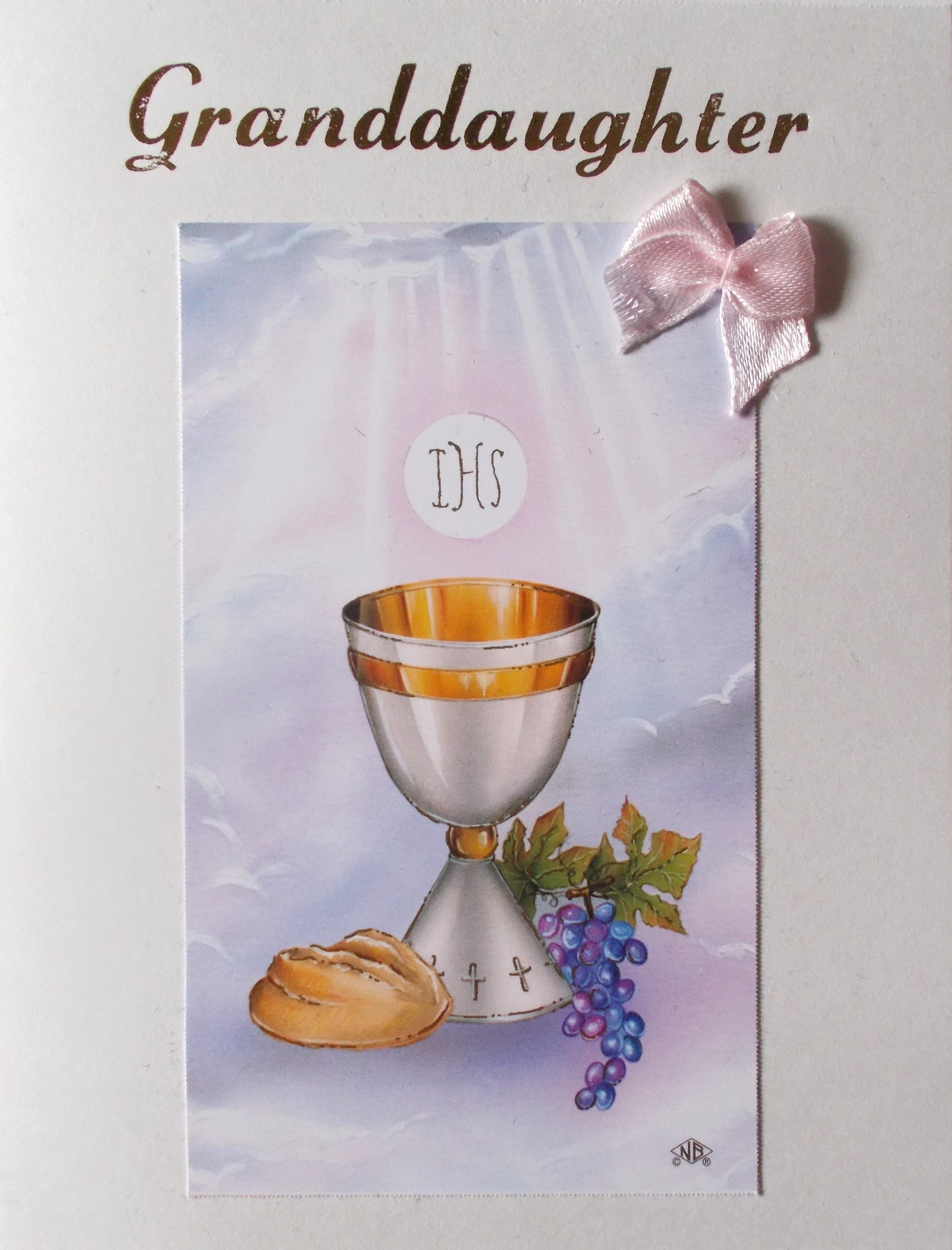 Granddaughter First Communion Greeting Card - Pink Bow