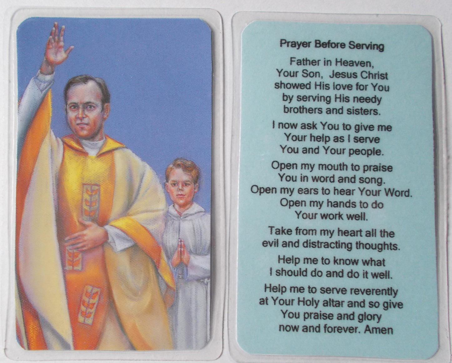 Altar Server - Prayer Before Serving Laminated Prayercard