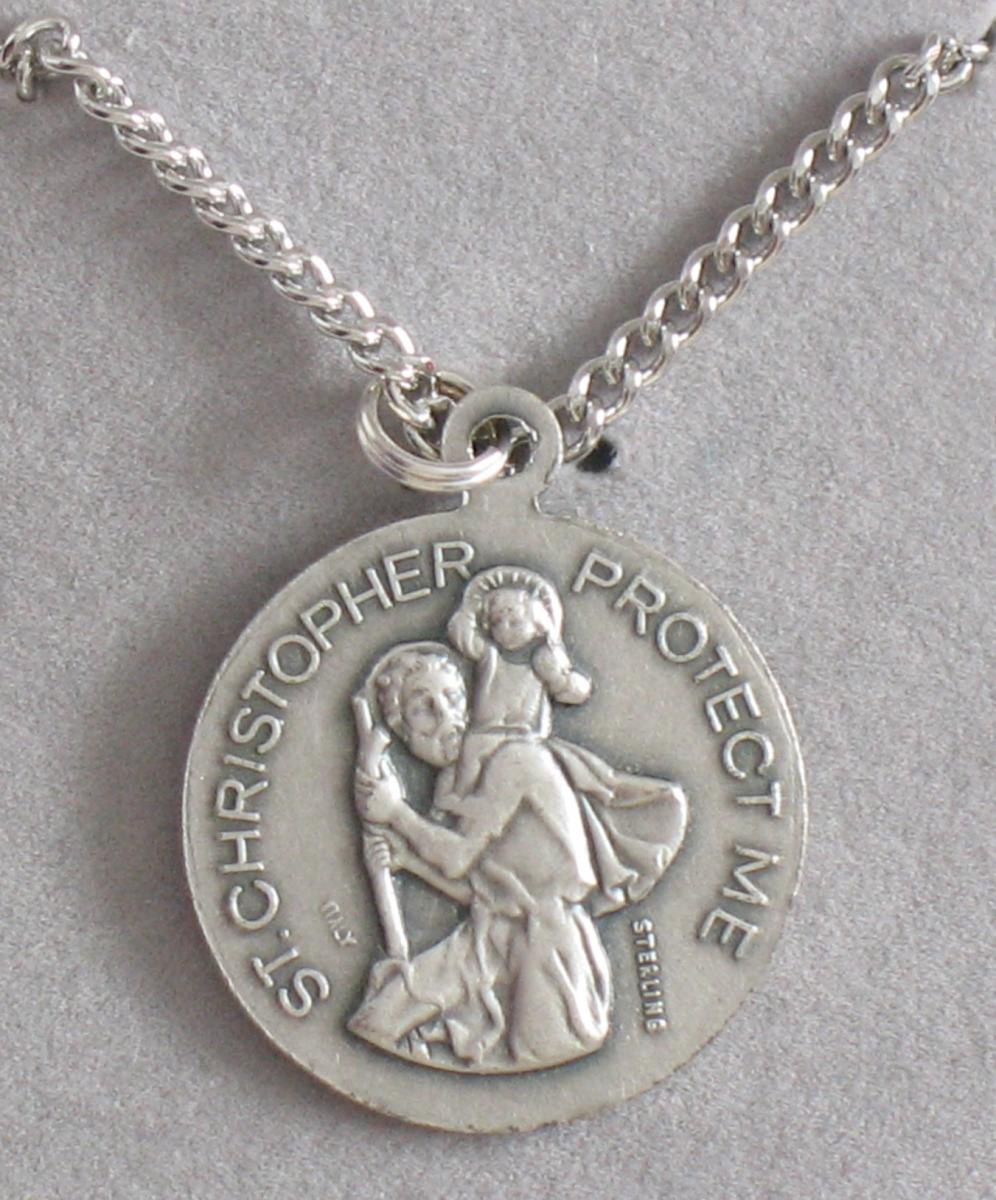 St. Christopher / Gymnastics - Sterling Silver Medal on Stainless Steel Chain