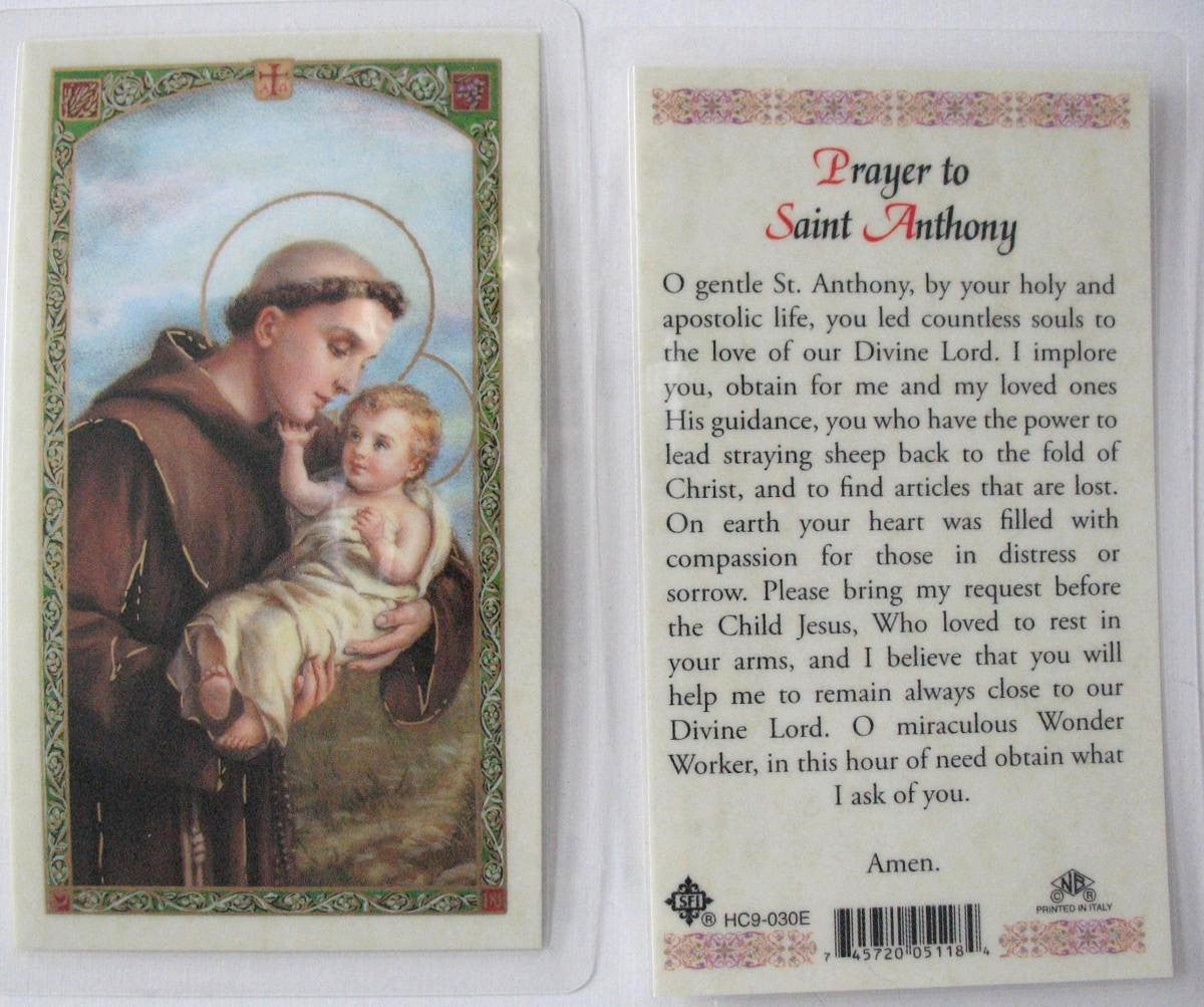 Laminated - St. Anthony - Prayer to