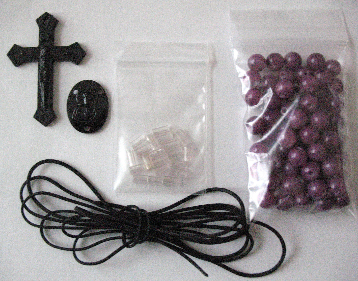 Rosary Making Kit - 7.5mm Purple Plastic Beads