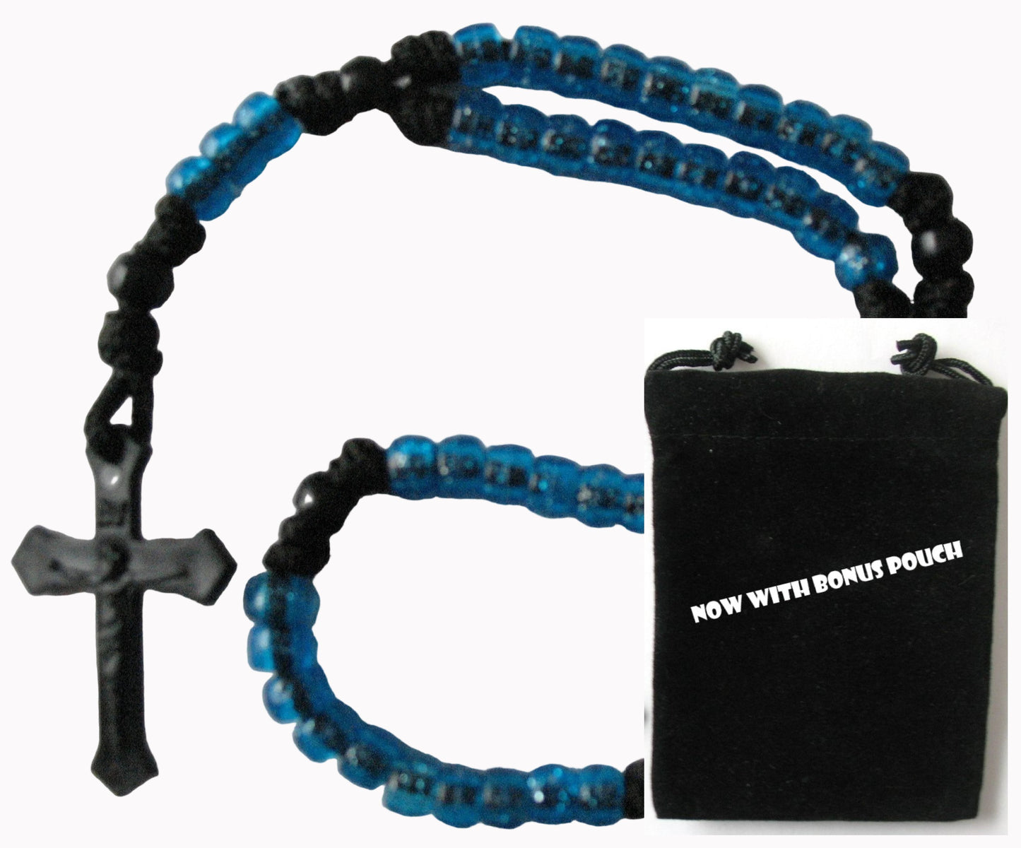 Paracord Rosary with Pony Beads & Bonus Pouch