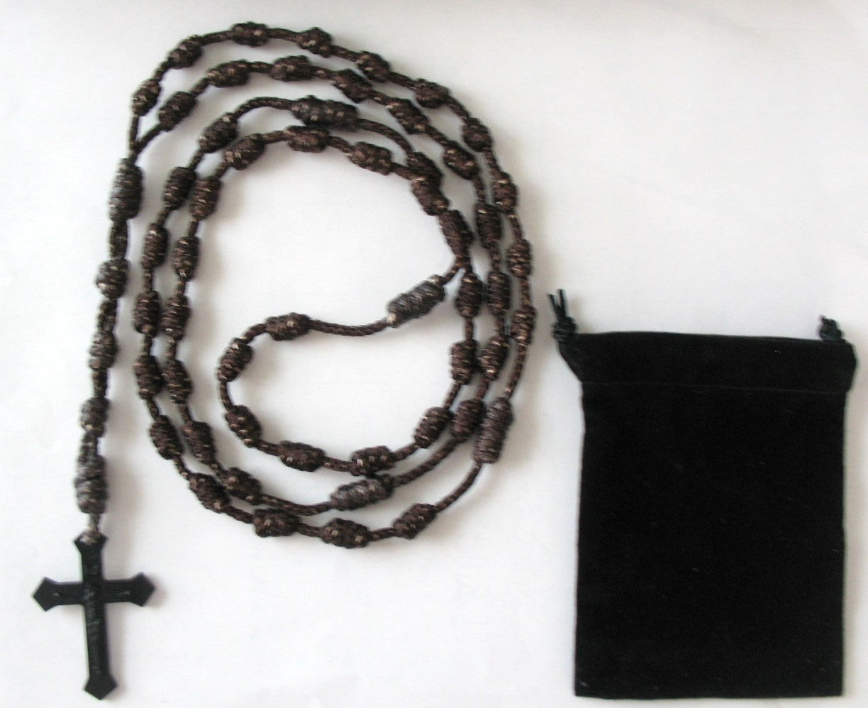 Knotted Cord Rosary with Plastic Crucifix & Bonus Pouch