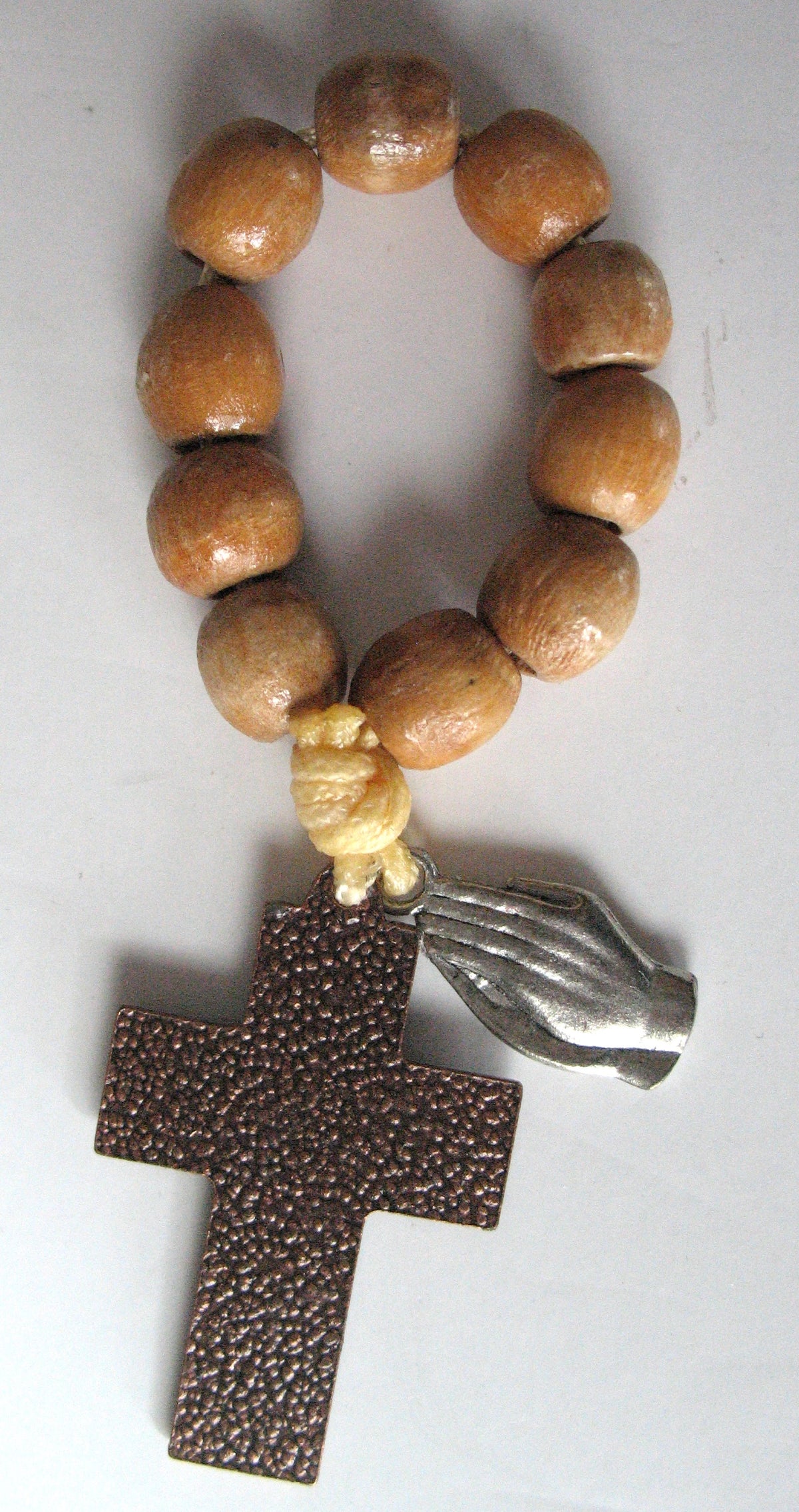 St. Pio Cross One-decade Pocket Rosary with Praying Hands Charm & Paper Prayercard