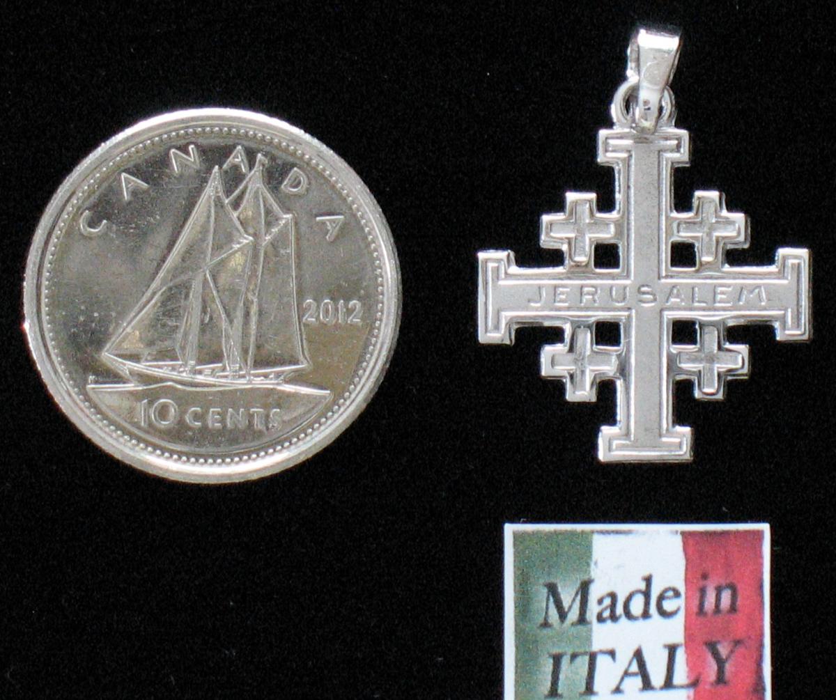 Cross - Sterling Silver - Rhodium Plated Jerusalem