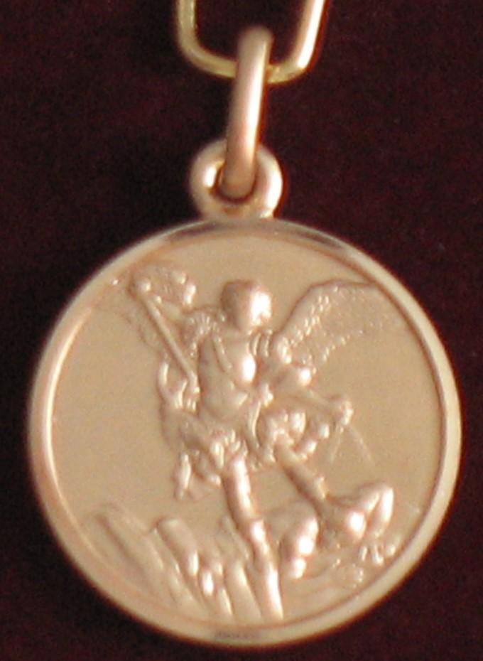 10K Gold St. Michael Archangel Medal - Round