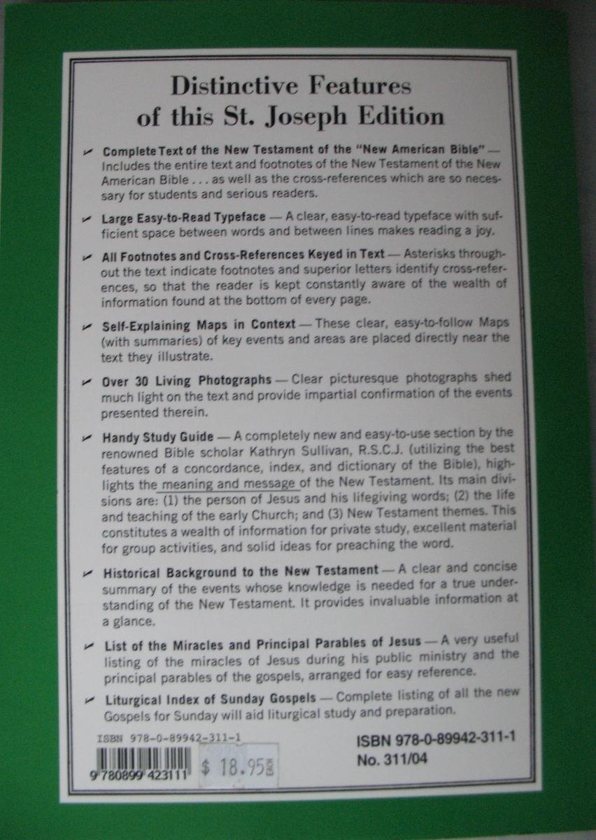 New Testament of the New American Bible - AS IS