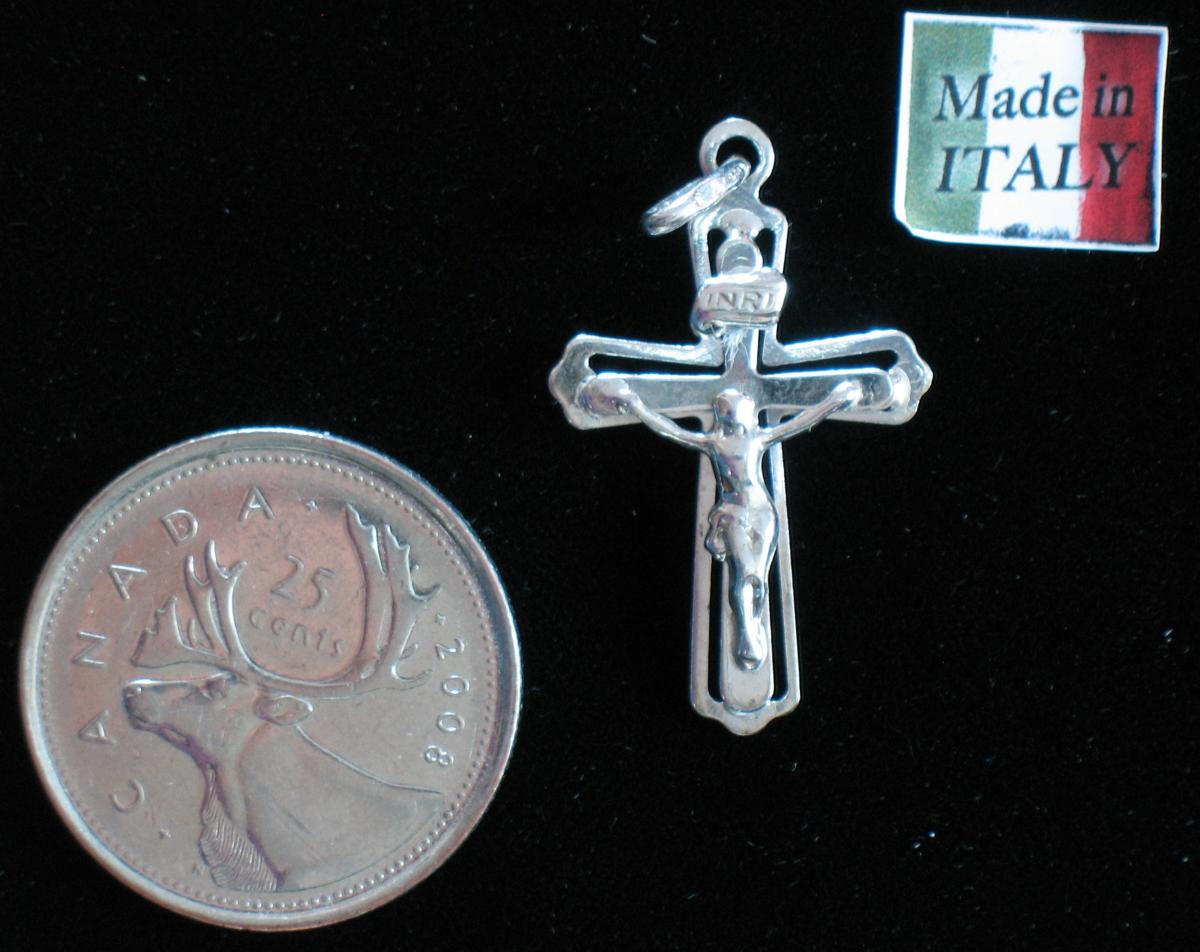 Crucifix - Sterling Silver Med Fancy Flat