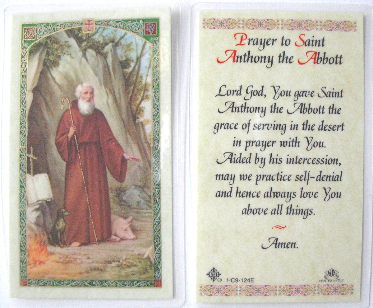 Laminated - St. Anthony the Abbott - Prayer to