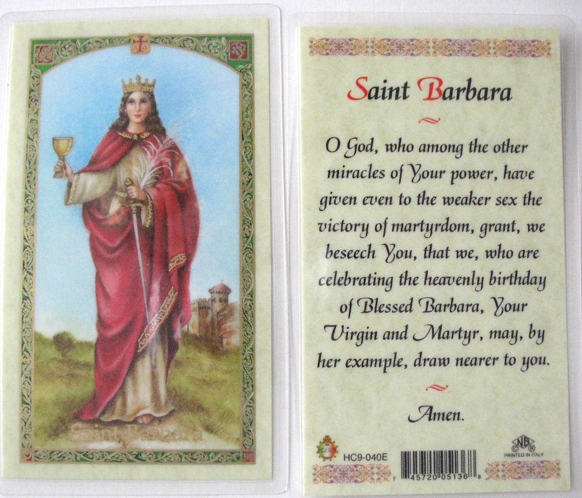 Pewter Medal with Chain & Prayercard - St. Barbara