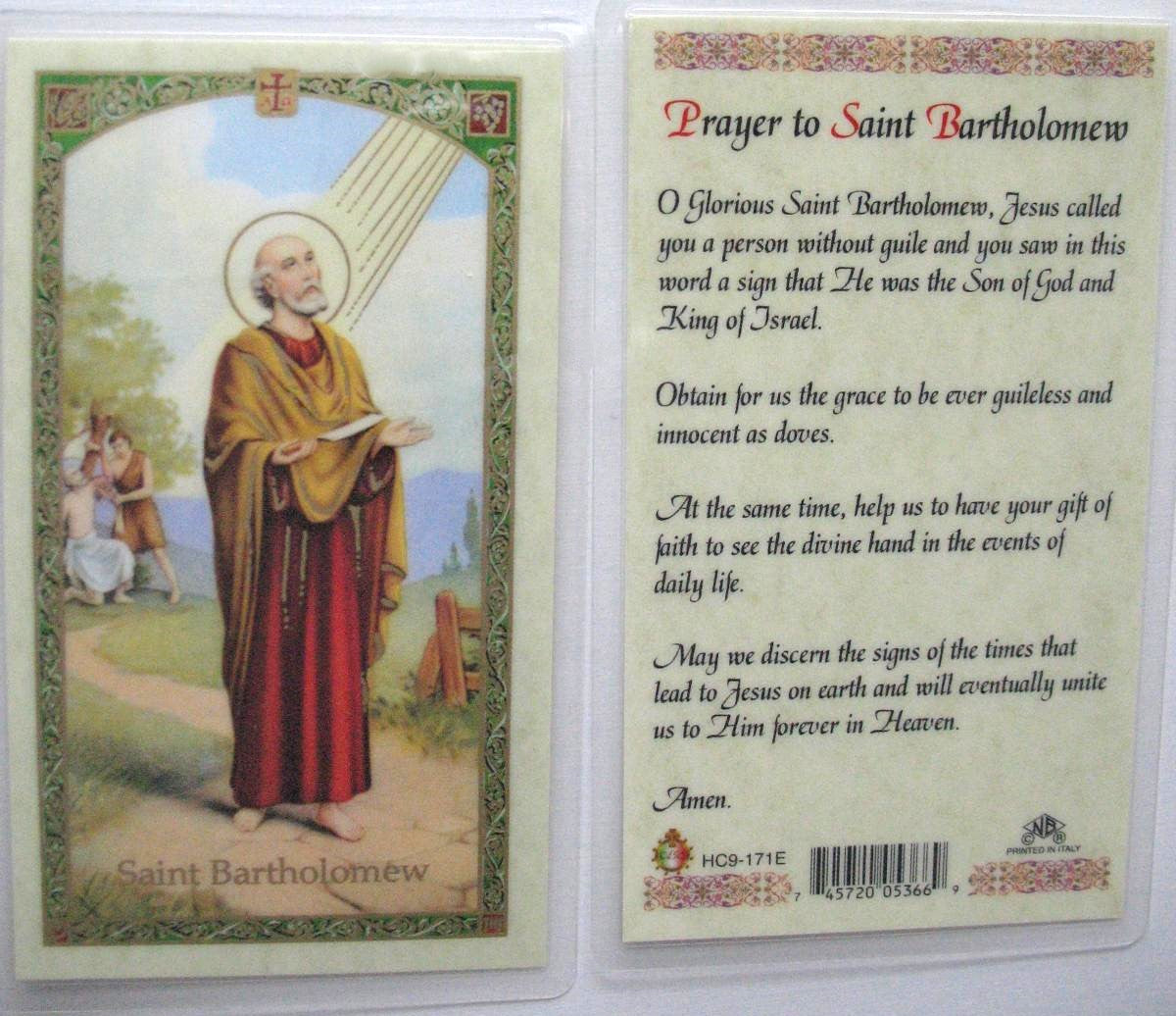 Laminated - St. Bartholomew - Prayer to