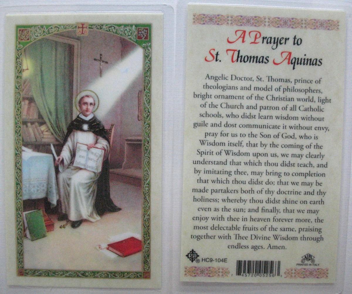 Laminated - St. Thomas Aquinas - Prayer to