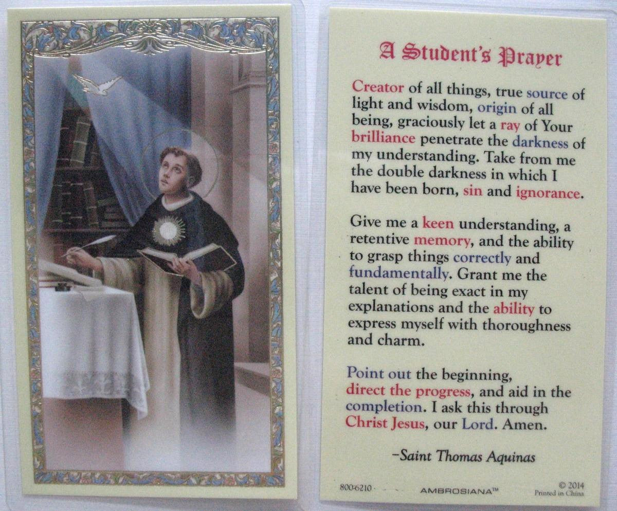 Laminated - St. Thomas Aquinas - A Student's Prayer