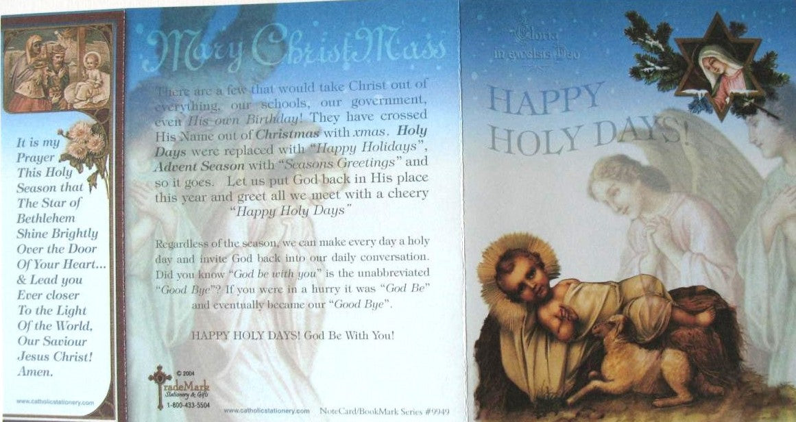 Christmas Notecard / Bookmark - Happy Holy Days!