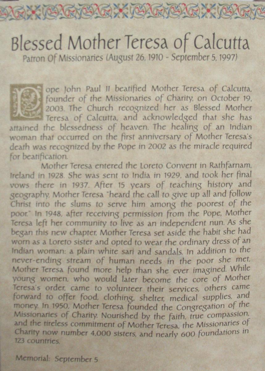 Statue - Blessed Mother Teresa of Calcutta - 3.75 Inch