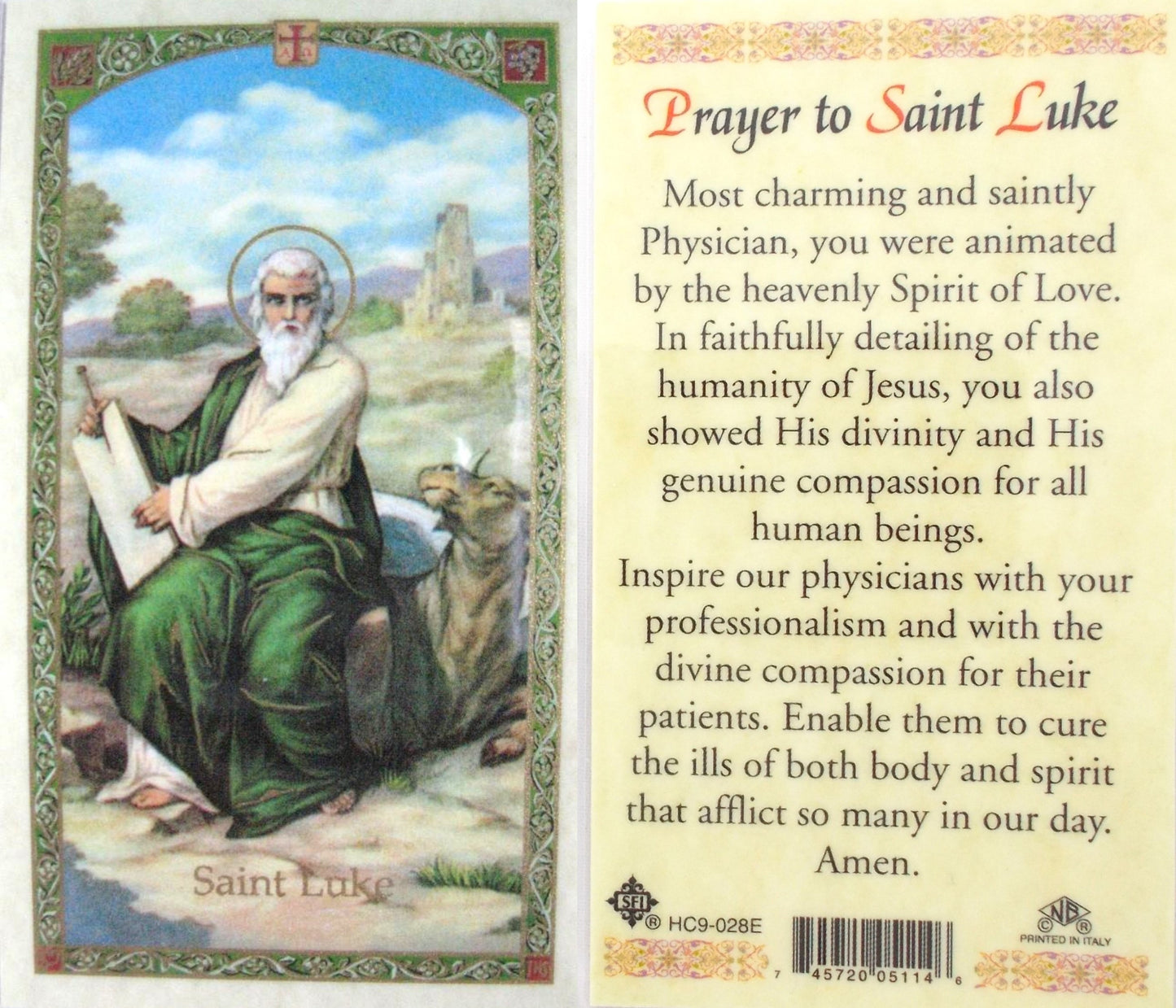 Pewter Medal with Chain & Prayercard - St. Luke