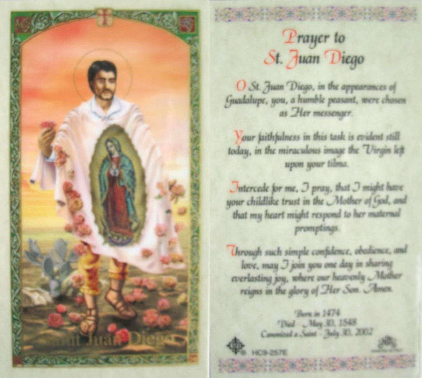 Pewter Medal with Chain & Prayercard - St. Juan Diego