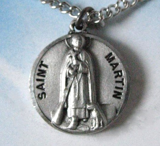 Pewter Medal with Chain & Prayercard - St. Martin de Tours