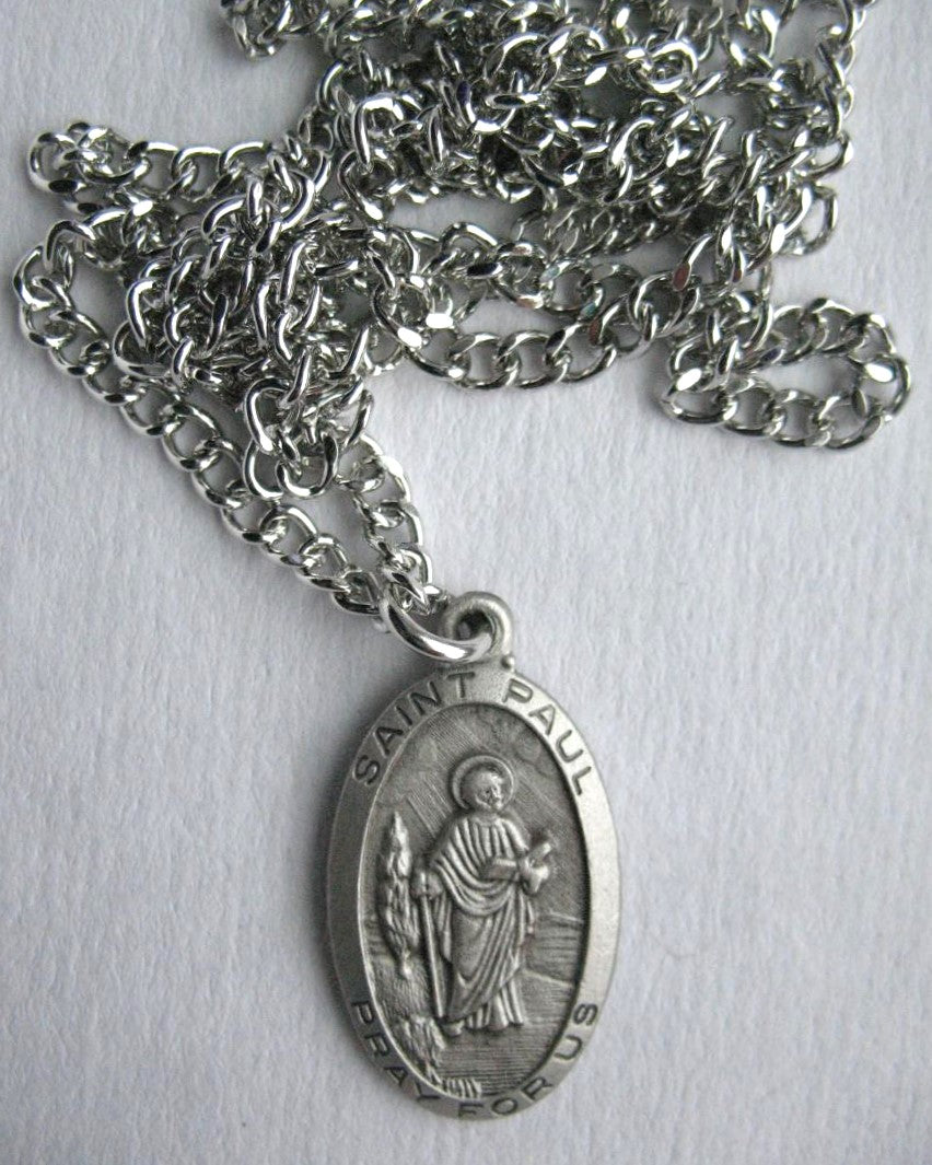 Pewter Medal with Chain & Prayercard - St. Paul