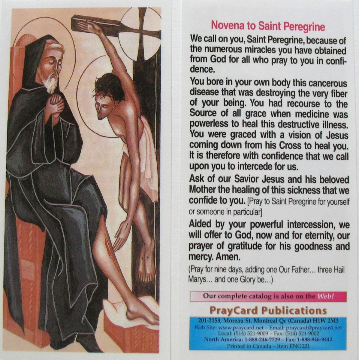 Laminated - St. Peregrine Novena