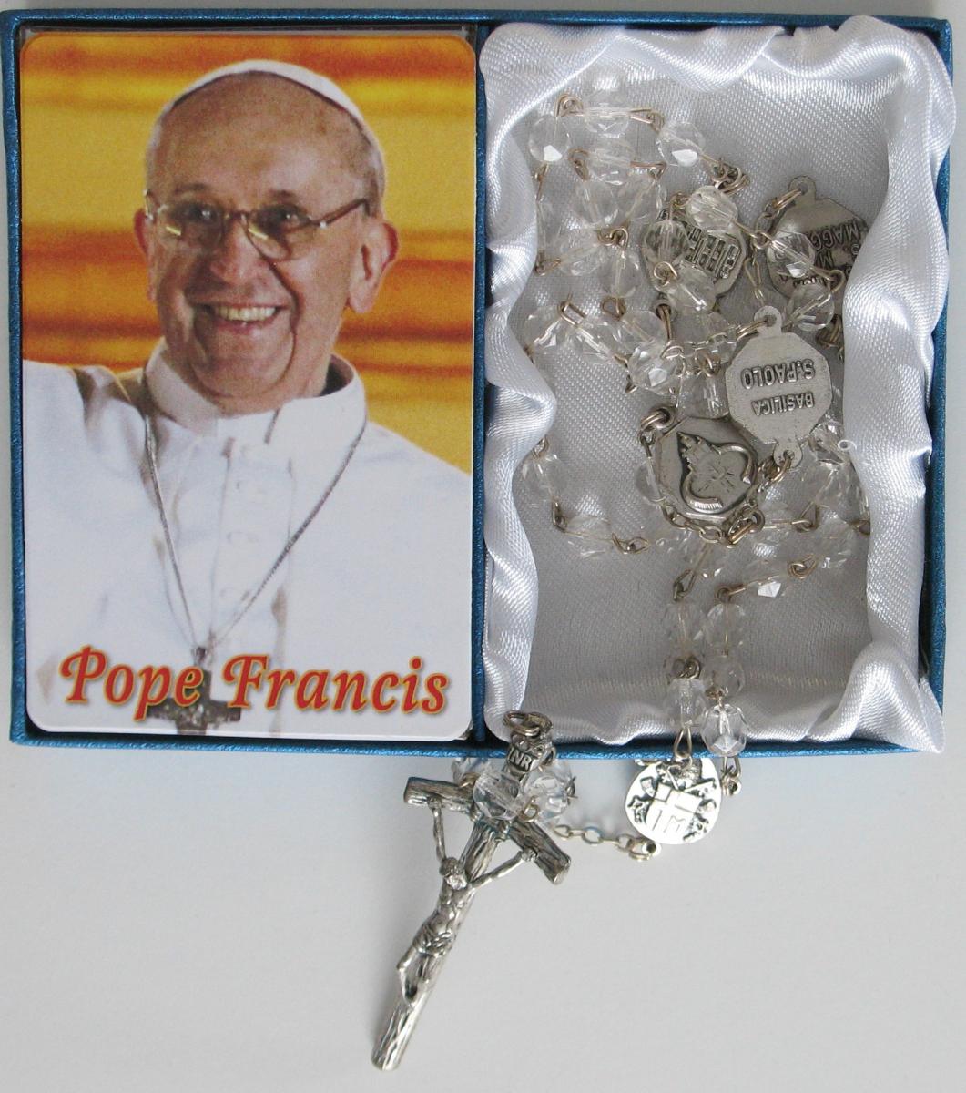 Rosary - Chain with Papal Medals & Pope Francis Prayercard