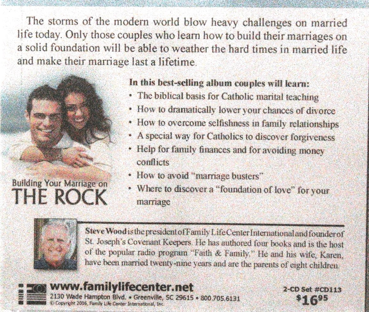 Building Your Marriage on The Rock - 2 CD Talk by Steve Wood