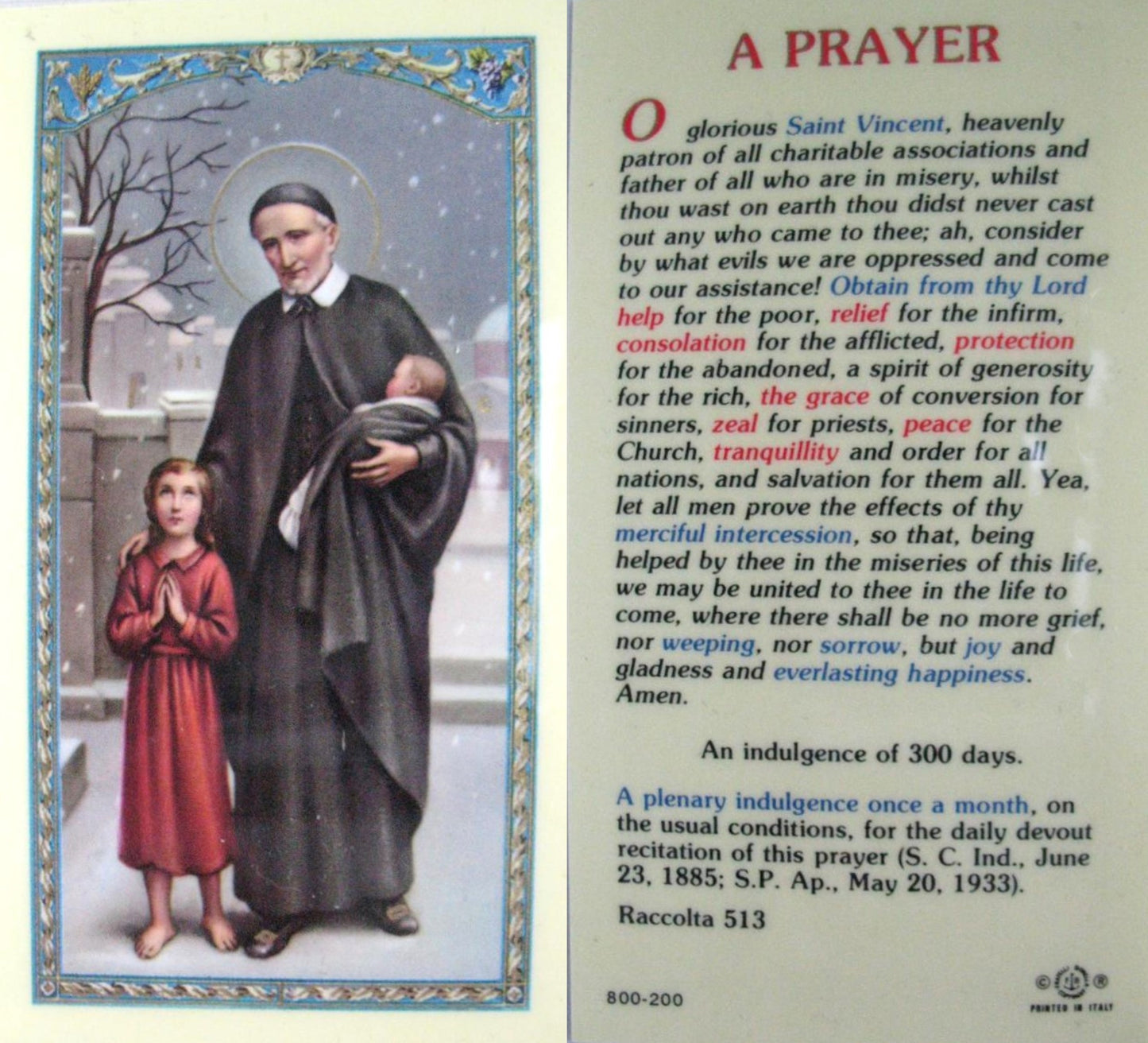 Pewter Medal with Chain & Prayercard - St. Vincent