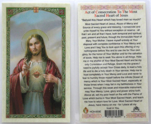 Laminated - Sacred Heart of Jesus - Act of Consecration