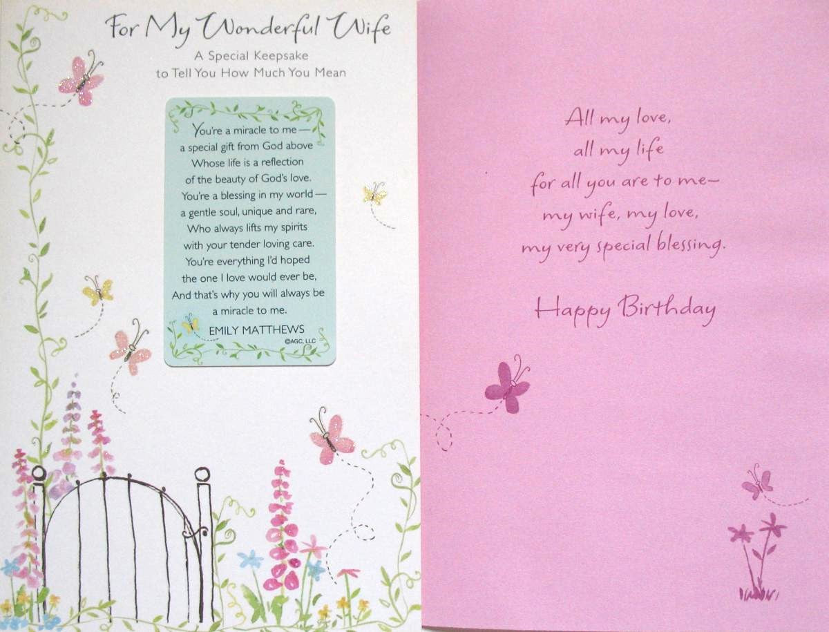 Wife Birthday Greeting Card with Keepsake Card by Emily Matthews