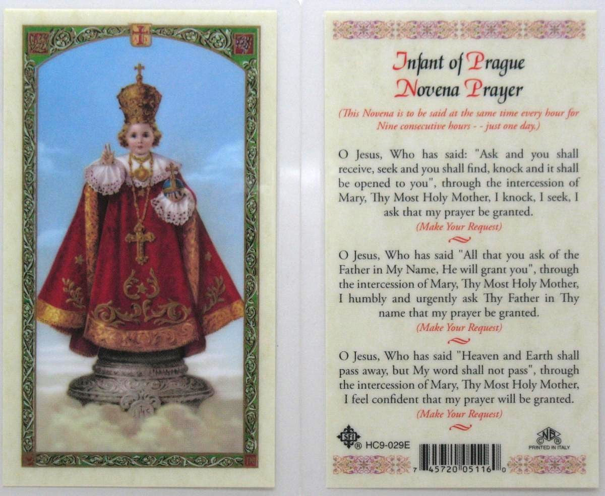 Laminated - Infant of Prague - Novena Prayer