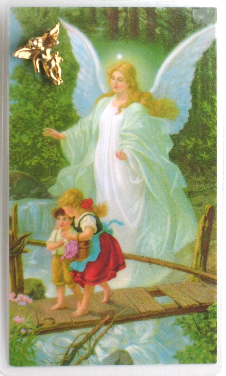 Guardian Angel Lapel Pin with Laminated Prayercard