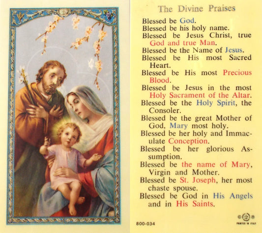 Laminated - Holy Family - The Divine Praises