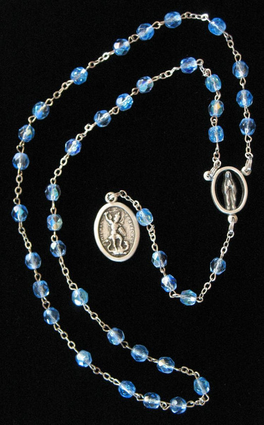 Chaplet - St. Michael with Blue Glass Beads
