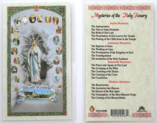 Laminated - Our Lady of Lourdes - Mysteries of the Rosary
