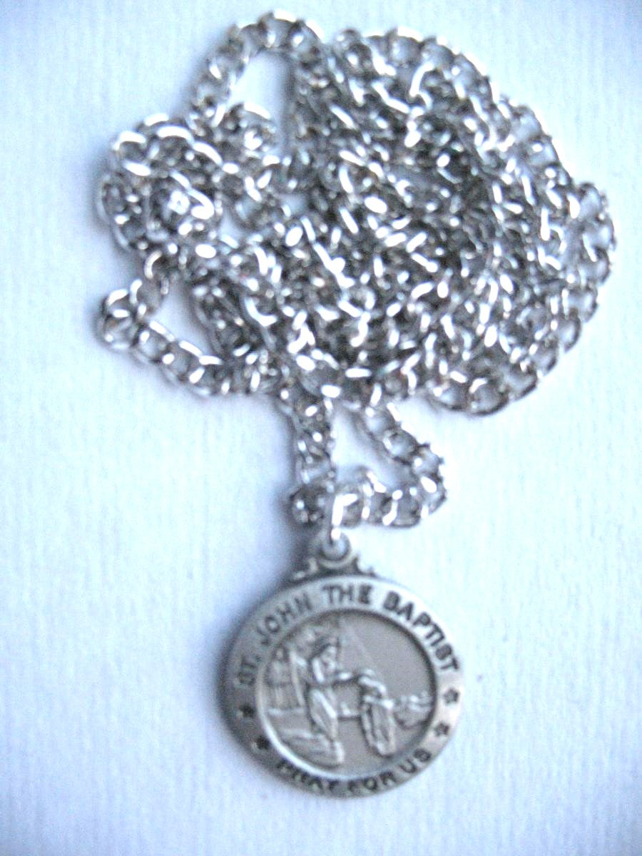 Pewter Medal with Chain & Prayercard - St. John the Baptist