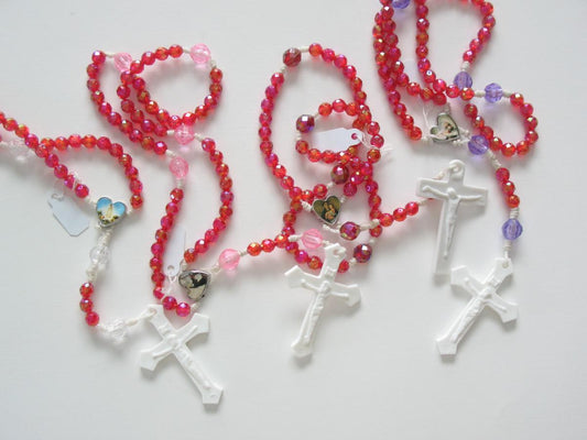 Rosary - Cord White with Heart Center