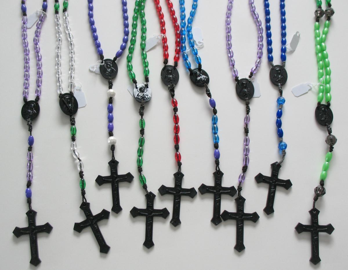 Rosary - Cord Black with Plastic Beads