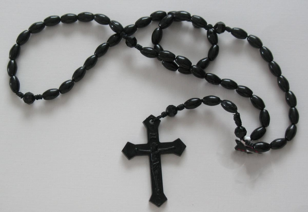 Rosary - Cord Black with Black Plastic Beads